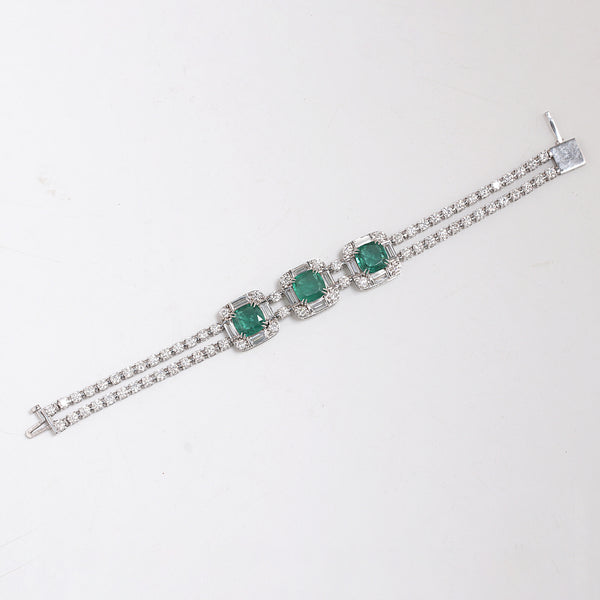 14K/18K Lab Grown Emerald Bracelet – Round Cut, 17.47ct, BIS Hallmark Gold