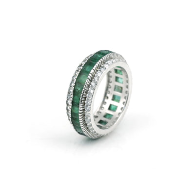 14K/18K Natural Emerald Round Cut Ring with Diamond Accents - BIS Hallmarked Gold