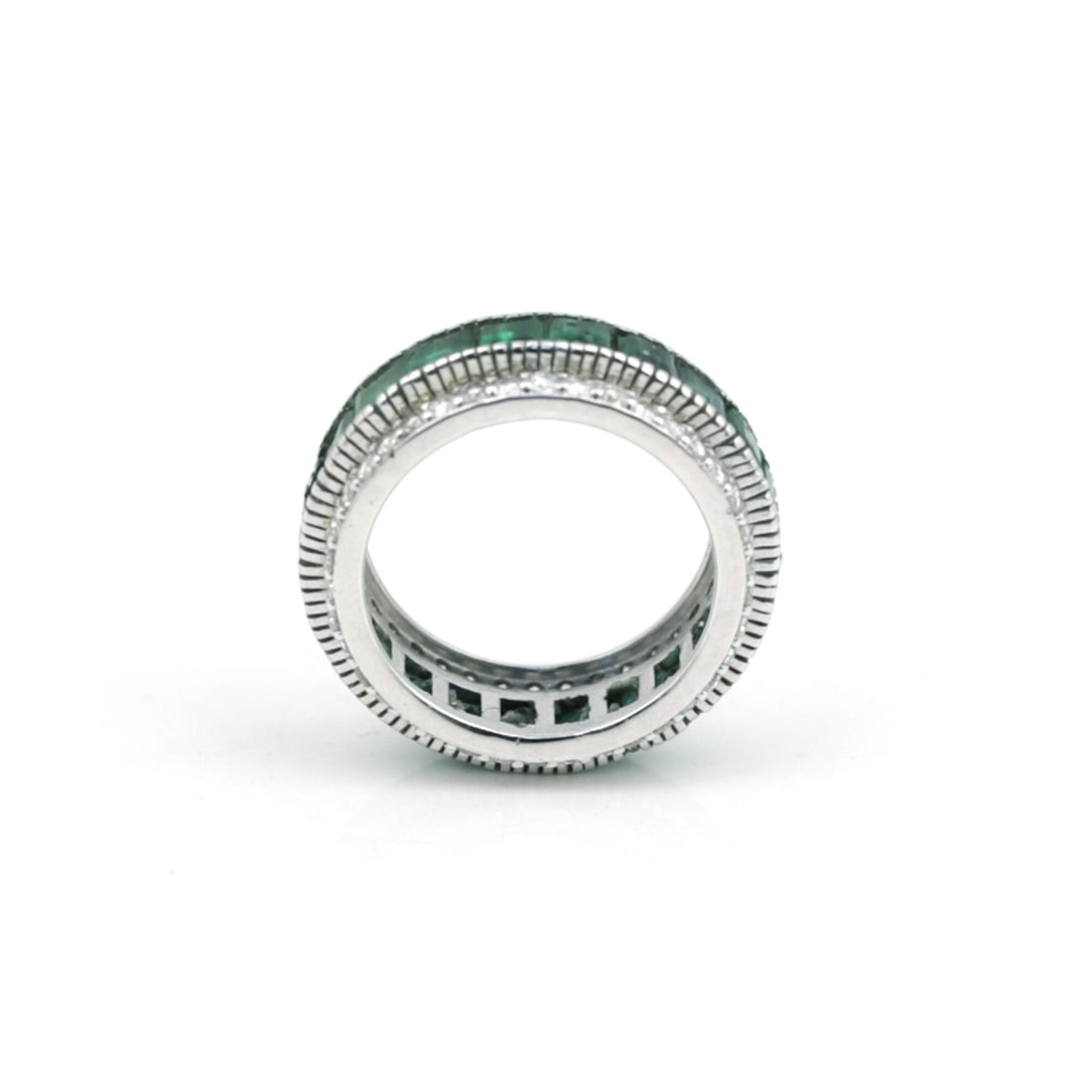 14K/18K Natural Emerald Round Cut Ring with Diamond Accents - BIS Hallmarked Gold