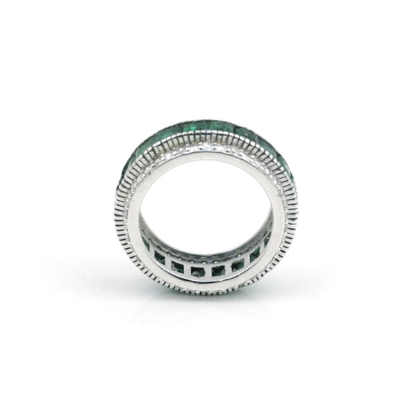 14K/18K Natural Emerald Round Cut Ring with Diamond Accents - BIS Hallmarked Gold