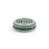 14K/18K Natural Emerald Round Cut Ring with Diamond Accents - BIS Hallmarked Gold