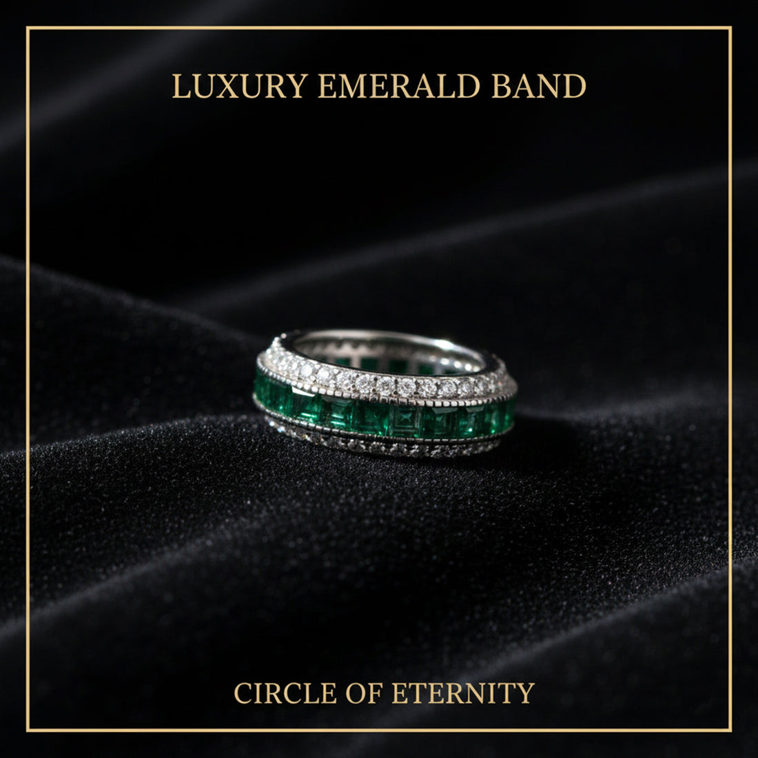 14K/18K Natural Emerald Round Cut Ring with Diamond Accents - BIS Hallmarked Gold