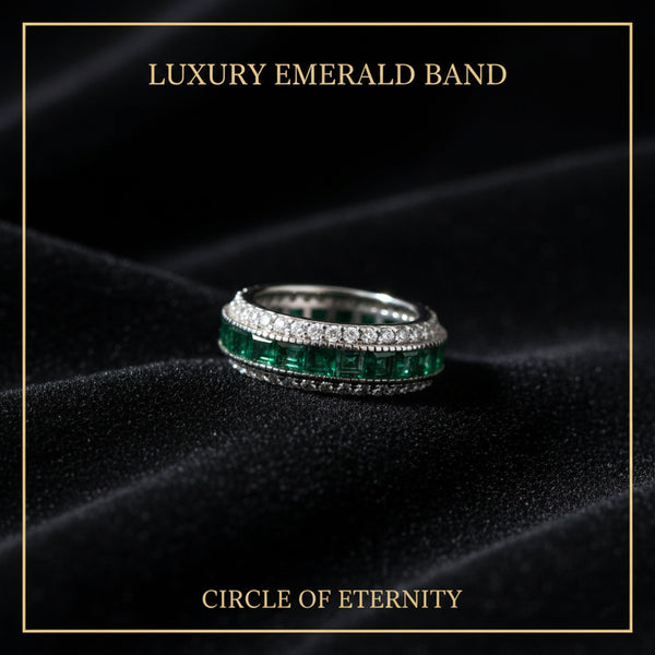 14K/18K Natural Emerald Round Cut Ring with Diamond Accents - BIS Hallmarked Gold