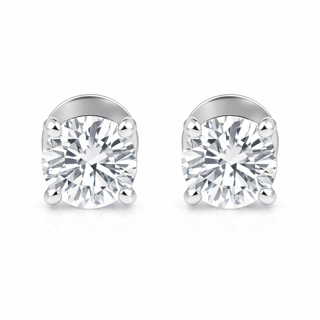 14K/18K Lab-Grown Diamond Solitaire Round Stud Earrings