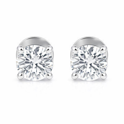 14K/18K Lab-Grown Diamond Solitaire Round Stud Earrings, 1.02 Ct VVS/E, IGI Certified