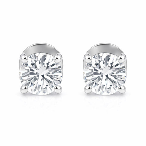 14K/18K Lab-Grown Diamond Solitaire Round Stud Earrings