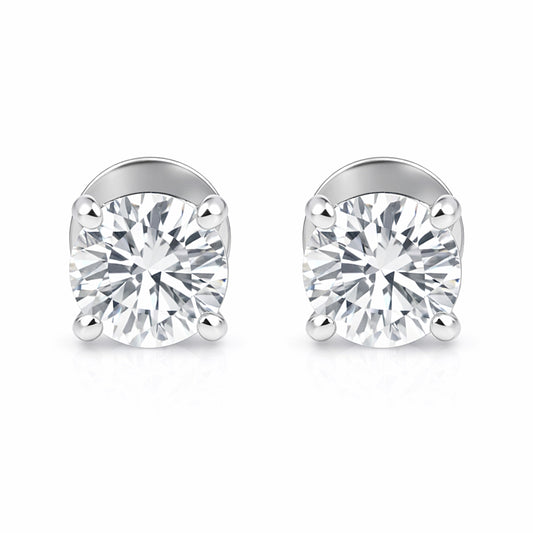 14K/18K Lab-Grown Diamond Solitaire Round Stud Earrings