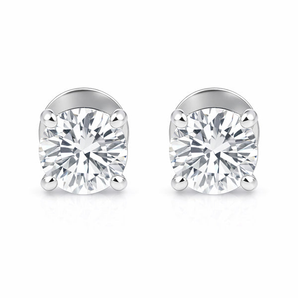 14K/18K Lab-Grown Diamond Solitaire Round Stud Earrings