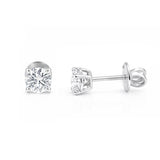 14K/18K Lab-Grown Diamond Solitaire Round Stud Earrings
