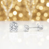 14K/18K Lab-Grown Diamond Solitaire Round Stud Earrings