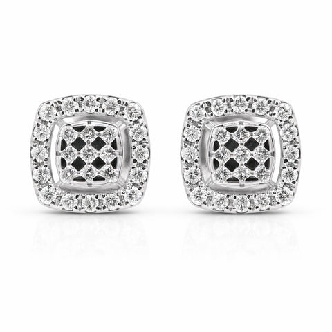 14K/18K Lab-Grown Diamond Pave Round Stud Earrings