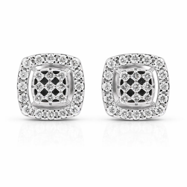 14K/18K Lab-Grown Diamond Pave Round Stud Earrings