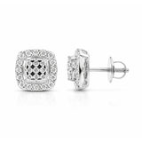 14K/18K Lab-Grown Diamond Pave Round Stud Earrings