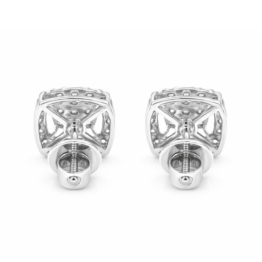 14K/18K Lab-Grown Diamond Pave Round Stud Earrings