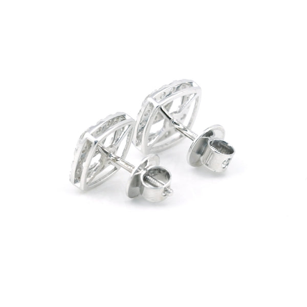 14K/18K Lab-Grown Diamond Pave Round Stud Earrings