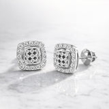 14K/18K Lab-Grown Diamond Pave Round Stud Earrings