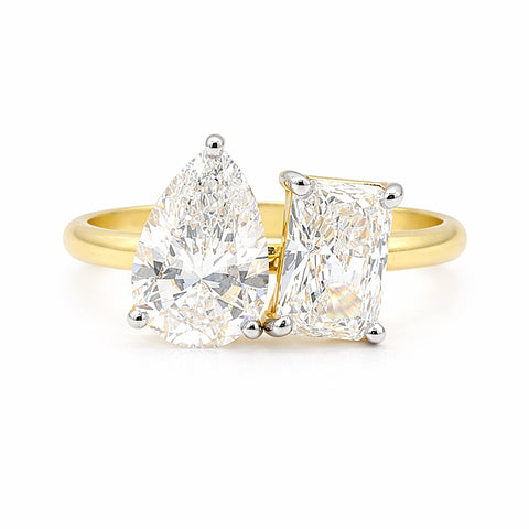 14K/18K Lab Grown Diamond Emerald Cut Ring for Women