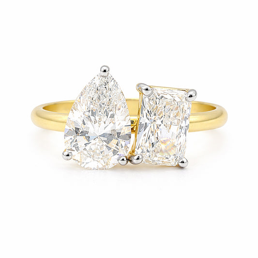 14K/18K Lab Grown Diamond Emerald Cut Ring for Women
