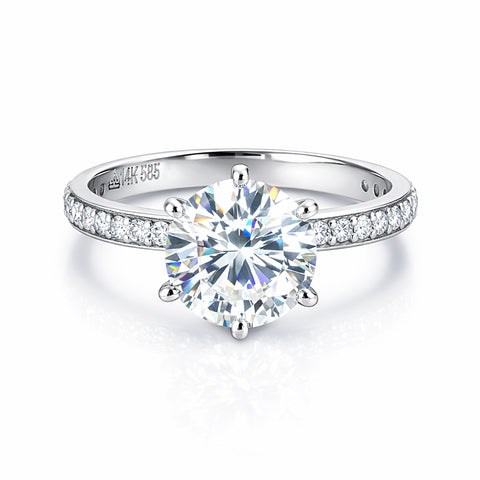 14K/18K Lab Grown Diamond Round Cut Ring for Women