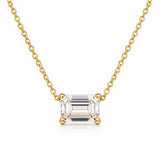14K/18K Gold Emerald-Cut Diamond Accent Pendant Necklace