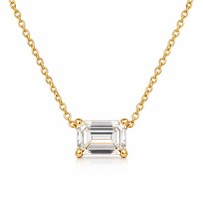 14K/18K Lab Grown Diamond Emerald Solitaire Pendant Necklace, 1.08 Ct, VVS/E | IGI Certified