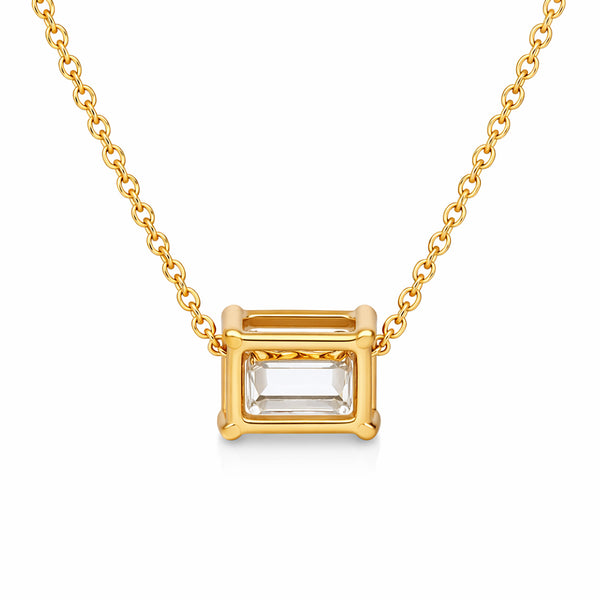 14K/18K Gold Emerald-Cut Diamond Accent Pendant Necklace