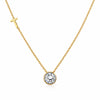 14K/18K Gold Minimalist Round Diamond Accent Pendant Necklace