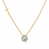14K/18K Gold Minimalist Round Diamond Accent Pendant Necklace