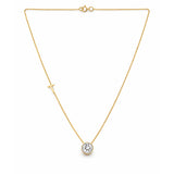 14K/18K Gold Minimalist Round Diamond Accent Pendant Necklace