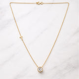 14K/18K Gold Minimalist Round Diamond Accent Pendant Necklace