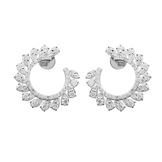 18K Lab-Grown Diamond Round Drop Earrings