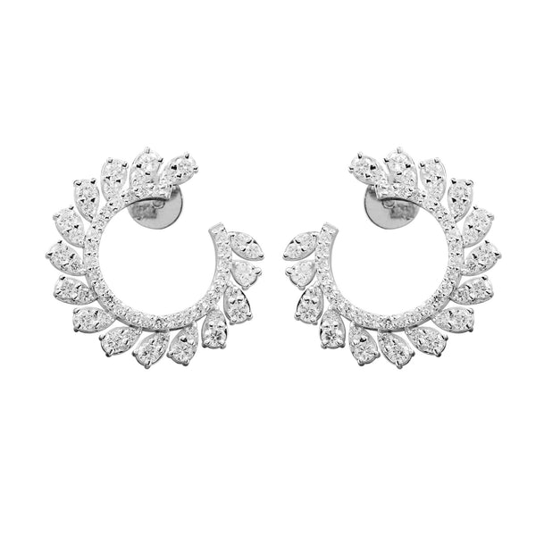 18K Lab-Grown Diamond Round Drop Earrings