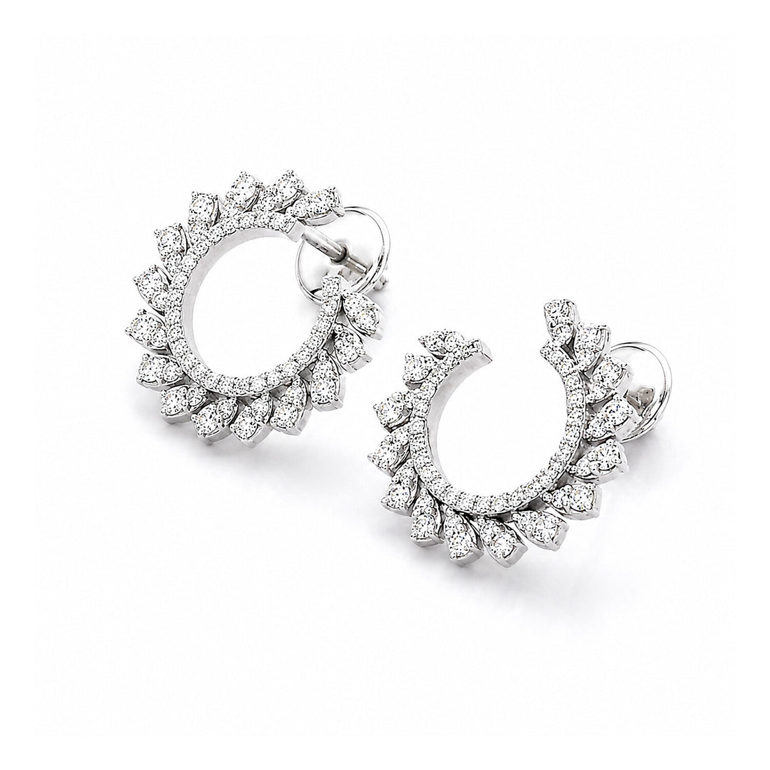 18K Lab-Grown Diamond Round Drop Earrings