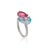 14K/18K Lab Grown Topaz Pear Cut Ring with Diamond Accents - BIS Hallmarked Gold