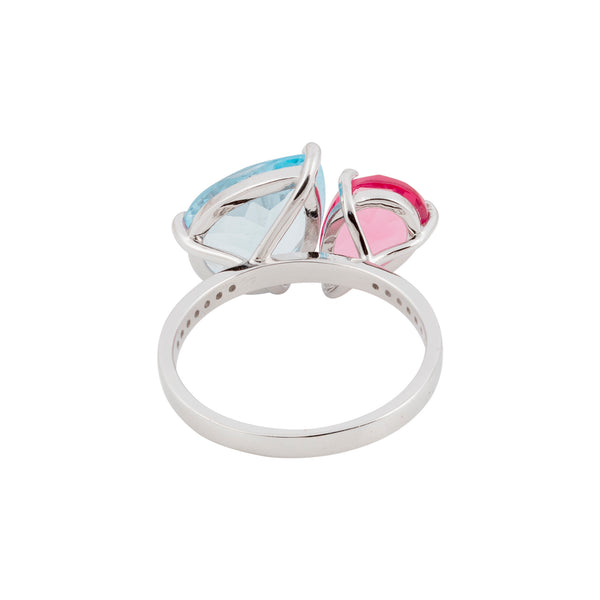 14K/18K Lab Grown Topaz Pear Cut Ring with Diamond Accents - BIS Hallmarked Gold