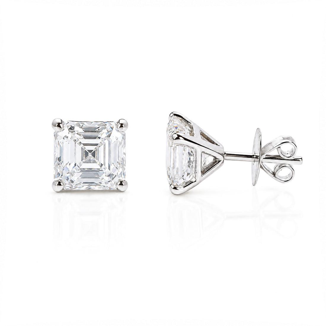 14K/18K Lab Grown Diamond Asscher Cut Stud Earrings