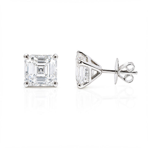 14K/18K Lab Grown Diamond Asscher Cut Stud Earrings