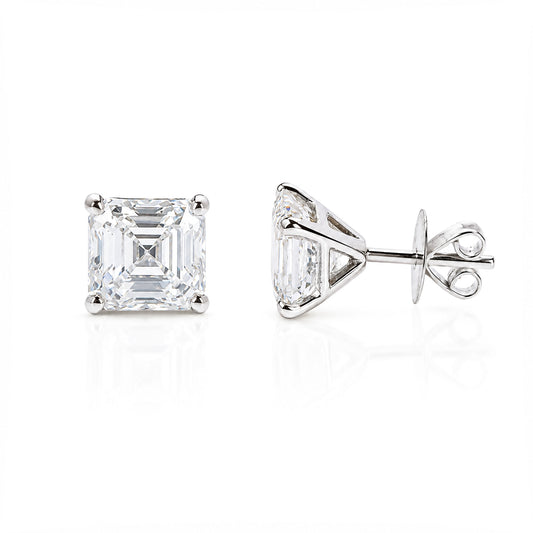 14K/18K Lab Grown Diamond Asscher Cut Stud Earrings
