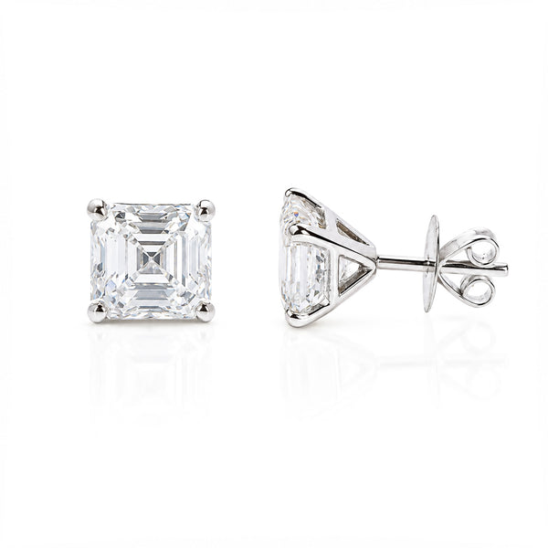14K/18K Lab Grown Diamond Asscher Cut Stud Earrings