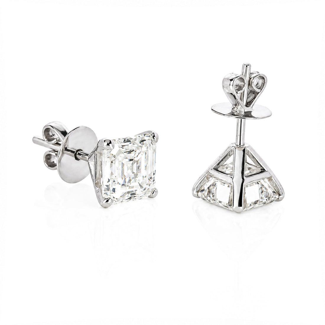 14K/18K Lab Grown Diamond Asscher Cut Stud Earrings
