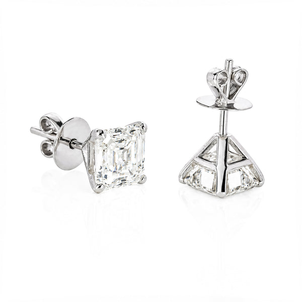 14K/18K Lab Grown Diamond Asscher Cut Stud Earrings