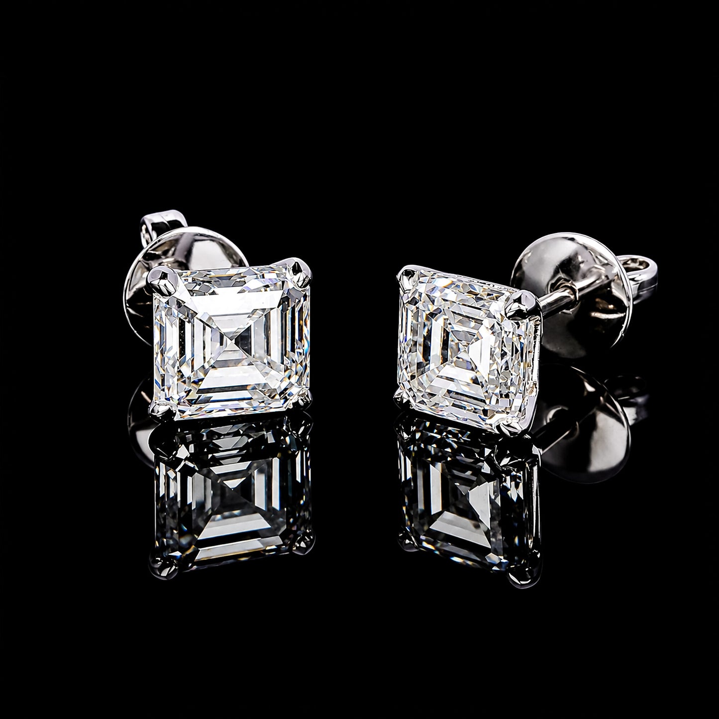 14K/18K Lab Grown Diamond Asscher Cut Stud Earrings