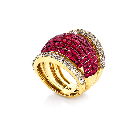 14K Lab Grown Diamond Round-Cut Grand Pave Cluster Ring