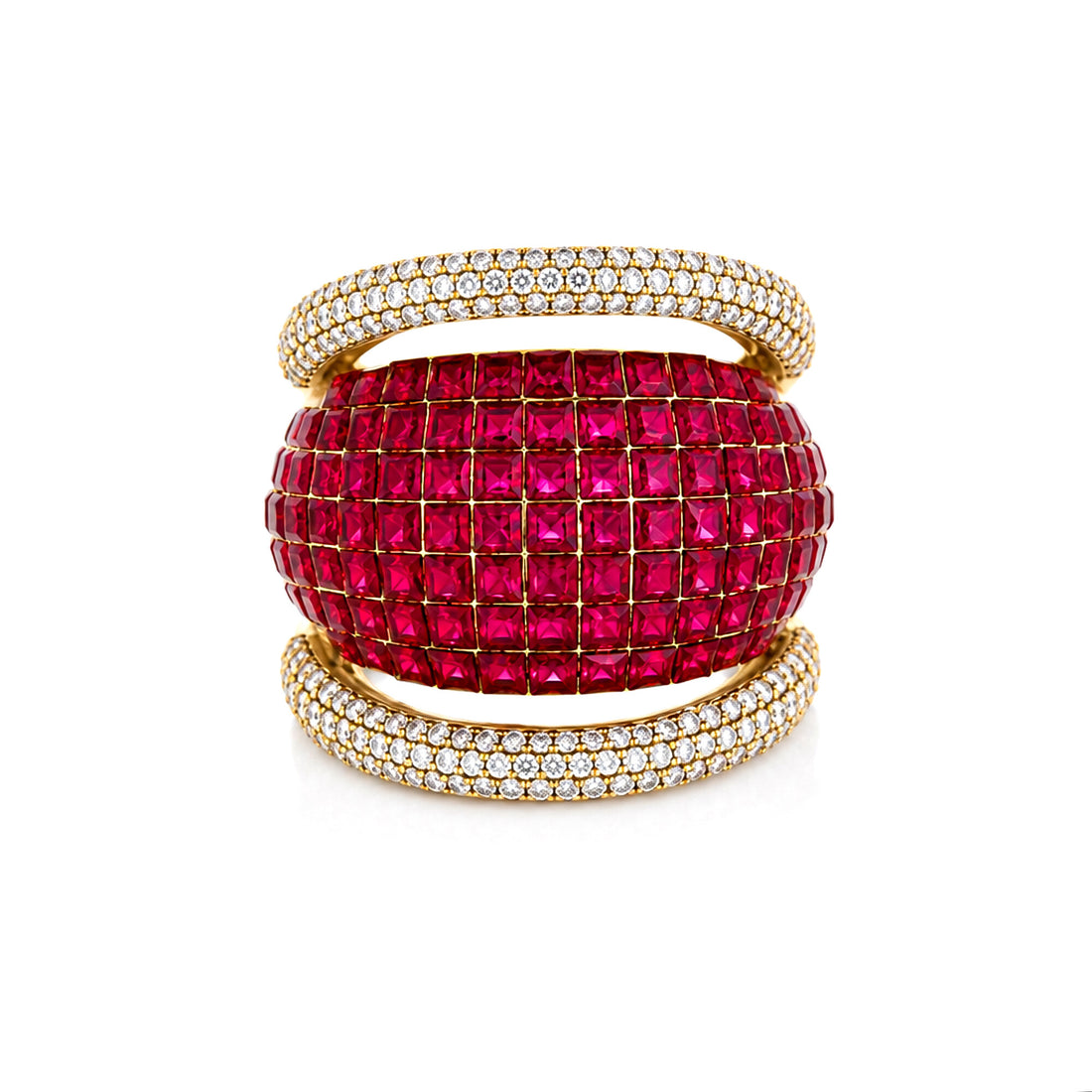 14K Lab Grown Diamond Round-Cut Grand Pave Cluster Ring