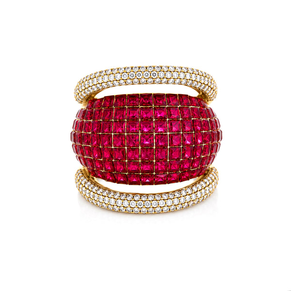 14K Lab Grown Diamond Round-Cut Grand Pave Cluster Ring