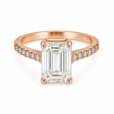 14K Lab Grown Diamond Emerald-Cut Solitaire Ring