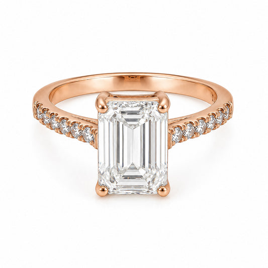 14K Lab Grown Diamond Emerald-Cut Solitaire Ring