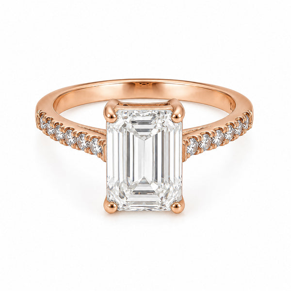 14K Lab Grown Diamond Emerald-Cut Solitaire Ring