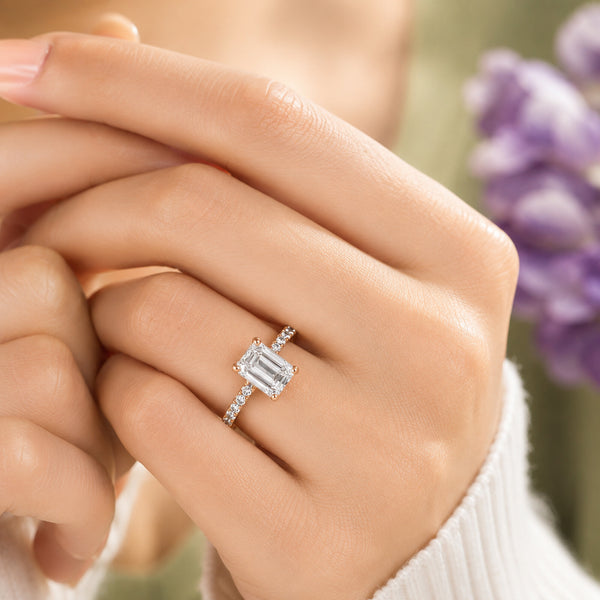 14K Lab Grown Diamond Emerald-Cut Solitaire Ring