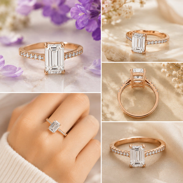 14K Lab Grown Diamond Emerald-Cut Solitaire Ring